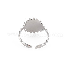 Non-Tarnish 304 Stainless Steel Flat Round with Initial Letter Open Cuff Ring for Men Women&nbsp;RJEW-S405-246P-U