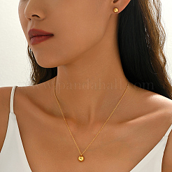 Stainless Steel Half Round Pendant Necklace & Stud Earrings Sets for Women&nbsp;UL7820