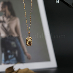 304 Stainless Steel Textured Rectangle with Star Pendant Necklaces for Women&nbsp;WGF8010-01