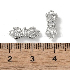 Brass Micro Pave Clear Cubic Zirconia Connector Charms&nbsp;KK-S367-21B