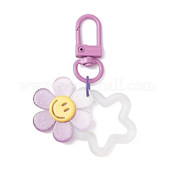 5Pcs 5 Colors Acrylic Smiling Face Flower Pendant Decoration&nbsp;HJEW-JM03872