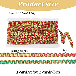 2 Cards 2 Colors Christmas Polyester Braided Lace Ribbon&nbsp;OCOR-FH0001-24