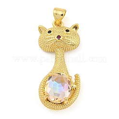 Rack Plating Brass Micro Pave Clear Cubic Zirconia Pendants&nbsp;ZIRC-L100-159G