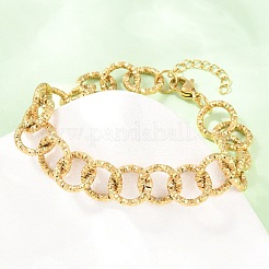 Hammered 304 Stainless Steel Rolo Chain Bracelets for Women&nbsp;BJEW-A160-10G