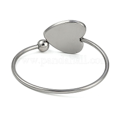 304 Stainless Steel Blank Bangle Bases with Heart Tray&nbsp;STAS-Z088-01P-01