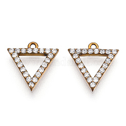 Brass Micro Pave Clear Cubic Zirconia Charms&nbsp;ZIRC-Q002-150C-NF