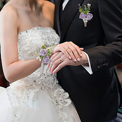 4Pcs 2 Style Artificial Sunflower Wrist Corsage & Brooch&nbsp;AJEW-HY0001-34B