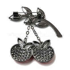 Cherry with Leaf Alloy Rhinestone Hanging Chain Brooch for Backpack Clothes&nbsp;JEWB-L026-07B