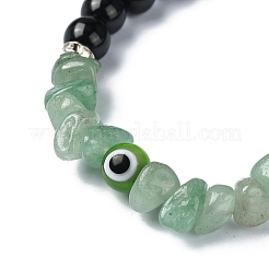 4Pcs 4 Style Natural Mixed Gemstone & Glass Evil Eye Beaded Stretch Bracelets Set&nbsp;BJEW-TA00450