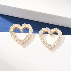 Brass Micro Pave Cubic Zirconia Stud Earrings&nbsp;KK-Z166-04G