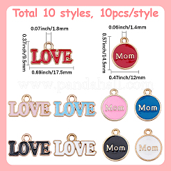 100Pcs 10 Styles Mother's Day Alloy Enamel Charms&nbsp;ENAM-SC0007-87