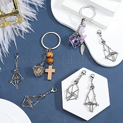 10Pcs Brass Macrame Pouch Empty Stone Holder Pendant Decoration&nbsp;HJEW-SC0001-84