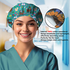 2Pcs 2 Styles Cotton Adjustable Printed Bouffant Hats Working Caps for Women Men&nbsp;AJEW-DR0002-26B