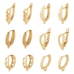12Pcs 6 Styles Brass Hoop Earring Findings&nbsp;KK-TA0002-88