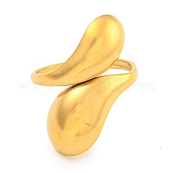 Ion Plating(IP) Teardrop 304 Stainless Steel Open Cuff Finger Rings for Women&nbsp;RJEW-P114-03G