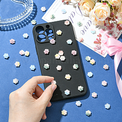 100Pcs 9 Colors Two Tone Plastic Flower Cabochons&nbsp;MRMJ-CJ0001-34