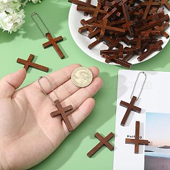 DIY Cross Wood Pendant Decoration Making Kit&nbsp;DIY-GL0004-110