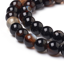Natural Black Agate Beads Strands&nbsp;X-G-L555-04-6mm