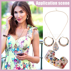 Acrylic Teardrop Pendant Necklaces & Hoop Earrings & Cuff Bangle Sets&nbsp;SJEW-WH0020-05A