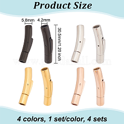 4 Sets 4 Colors 316L Surgical Stainless Steel Bayonet Clasps&nbsp;STAS-OC0001-17B