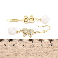 Brass Micro Pave Clear Cubic Zirconia Dangle Earrings&nbsp;EJEW-F362-11G