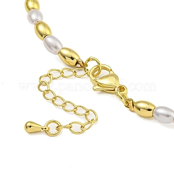 Rack Plating Brass & ABS Plastic Pearl Beads Rice Beaded Necklaces for Women&nbsp;NJEW-C059-18G