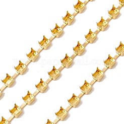 50M Rectangle Brass Rhinestone Claw Setting Chains&nbsp;CHC-C024-01A-G