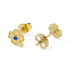 Rhinestone Clover Stud Earrings&nbsp;EJEW-P212-24G-02