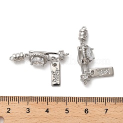 Brass Micro Pave Clear Cubic Zirconia Fold Over Clasps&nbsp;KK-B110-04P