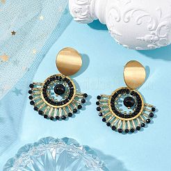 Boho Natural Black Onyx Ear Studs&nbsp;EJEW-MZ00239