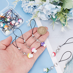 2 Sets Mushroom Opaque Resin Mobile Strap&nbsp;HJEW-HY0001-09