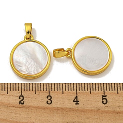 Rack Plating Brass Pave Natural White Shell Pendants&nbsp;KK-U025-05G-02