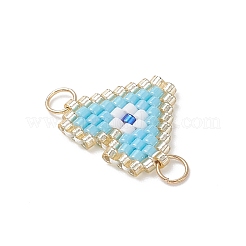 Glass Seed Beaded Evil Eye Heart Links Connector Charms&nbsp;PALLOY-MZ01048