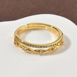 Brass Micro Pave Cubic Zirconia Finger Rings&nbsp;RJEW-H258-16G