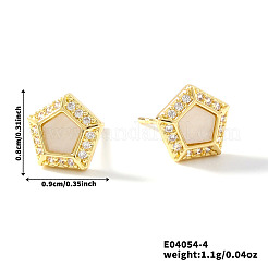 Brass Clear Cubic Zirconia Pentagon Stud Earrings&nbsp;TR5143-4