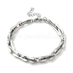 304 Stainless Steel Rectangle Link Chains Bracelets for Men & Women&nbsp;BJEW-D042-46P