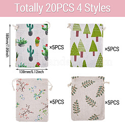 20Pcs 4 Styles Polycotton(Polyester Cotton) Packing Pouches Drawstring Bags&nbsp;ABAG-TA0002-09