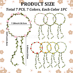 7Pcs 7 Colors Polyester Artificial Rose Garland Headbands Hair Vine&nbsp;AJEW-CP0008-27