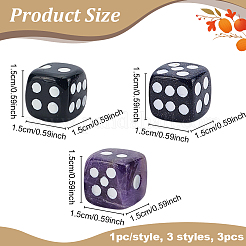 3Pcs 3 Styles Synthetic Blue Goldstone & Natural Black Obsidian & Amethyst Classical 6-sided Dice&nbsp;DJEW-ME0001-24A