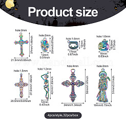 32Pcs 8 Style Rainbow CoLOR Alloy Pendants&nbsp;PALLOY-SW0001-02