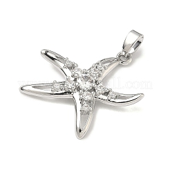 Brass Micro Pave Clear Cubic Zirconia Pendants&nbsp;KK-H254-12P