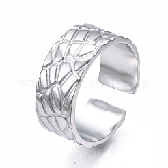 Non-Tarnish 304 Stainless Steel Textured Open Cuff Ring&nbsp;RJEW-T023-38P