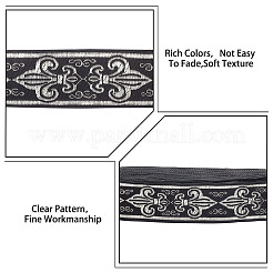 Ethnic Style Polyester Jacquard Fleur De Lis Ribbon&nbsp;OCOR-WH0086-72A-01