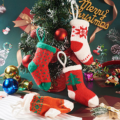4Pcs 4 Styles Christmas Polyester Socks Pendant Decorations&nbsp;AJEW-TA0003-29B