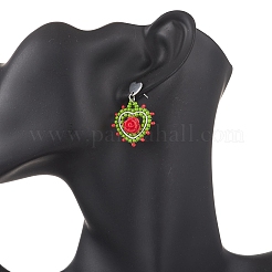 Stainless Steel Glass Heart Dangle Stud Earrings&nbsp;EJEW-MZ00608