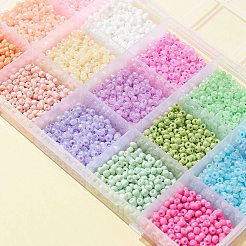 180G 15 Style 8/0 Baking Paint & Ceylon Round Glass Seed Beads&nbsp;SEED-FS0001-04