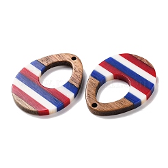 Independence Day Opaque Striped Resin & Walnut Wood Pendants&nbsp;RESI-U010-02N