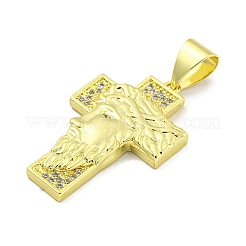 Rack Plating Brass Micro Pave Clear Cubic Zirconia Pendants&nbsp;KK-B091-25G