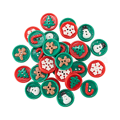 30Pcs Christmas Theme Resin Buttons&nbsp;BUTT-CJ0001-01