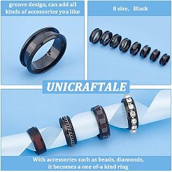 16pcs 8 Style Stainless Steel Grooved Finger Ring Settings&nbsp;RJEW-UN0001-29